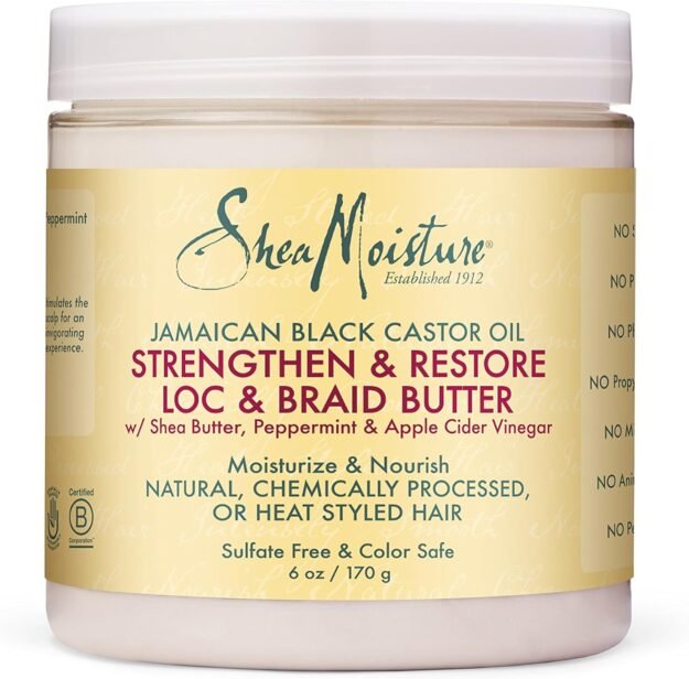 Crème Nourrissante Lock & Braid-SHEA MOISTURE-Gamme à l’Huile de Ricin Noire de Jamaïque 170g