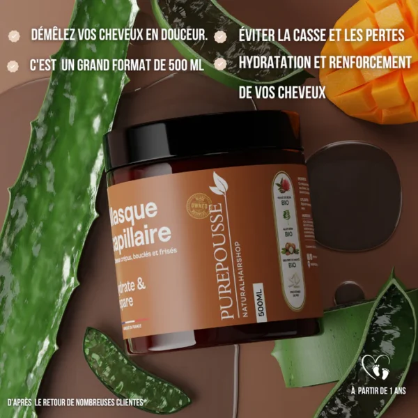 Masque Capillaire hydratant-PURE POUSS 500ml – Image 2