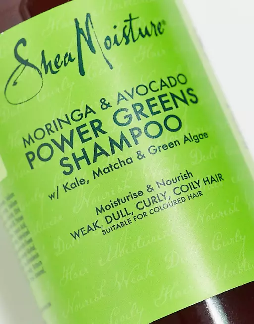 Shampoing Power Greens-SHEA MOISTURE-Gamme à l'Huile de Moringa et d'Avocat 384ml – Image 3